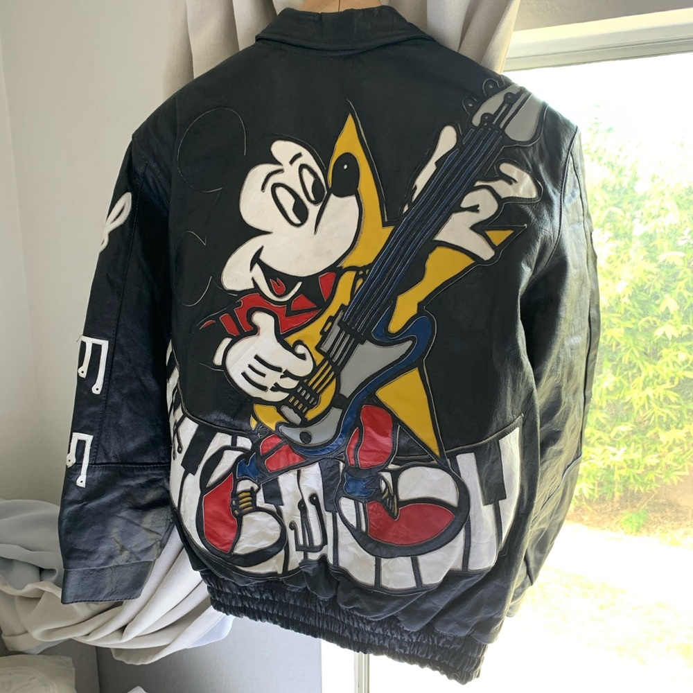 90’s Vintage Mickey Mouse Music Leather Jacket